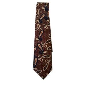 Ferrell Reed Nordstrom VTG 90's Grandpa Preppy Office Classic 100%Silk Tie Brown